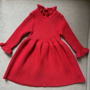 Red Ruffled Sweater Dress